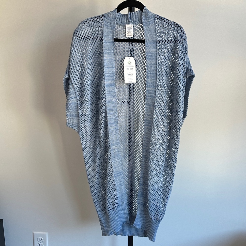 Time and Tru Light Blue Open-Front Cardigan